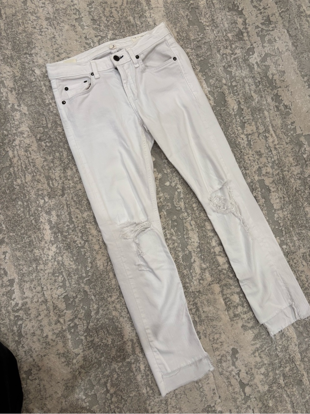 Rag & Bone white denim ripped skinny jeans